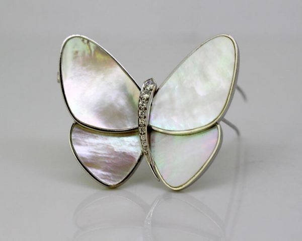 Van Cleef and Arpels 18ct White Gold and Mother of Pearl Butterfly Brooch