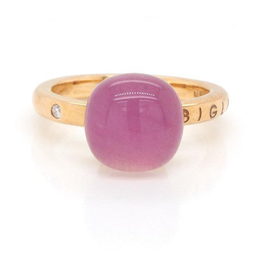 Gianfranco Bigli Cabochon Pink Quartz and 18ct Rose Gold Ring