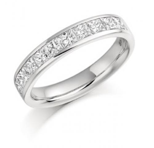 Princess Cut Diamond & Platinum Half Eternity Ring