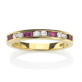 Ruby & Diamond Half Eternity Ring