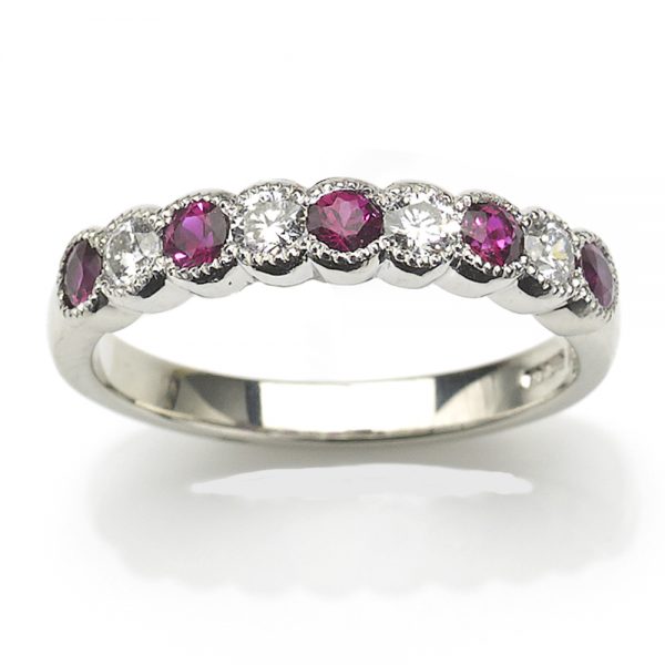 Ruby & Diamond Half Eternity Ring