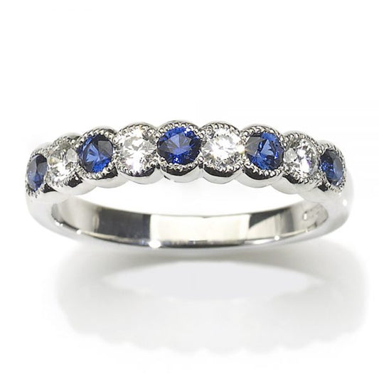 Sapphire & Diamond Half Eternity Ring