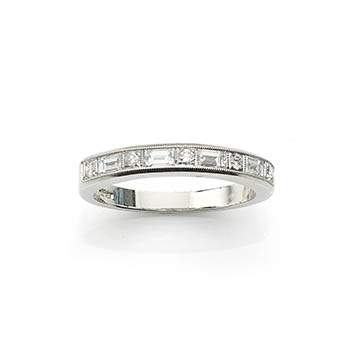 Brilliant & Baguette Cut Diamond Half Eternity Ring