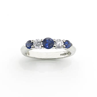 Graduated Diamond & Sapphire Five Stone Ring