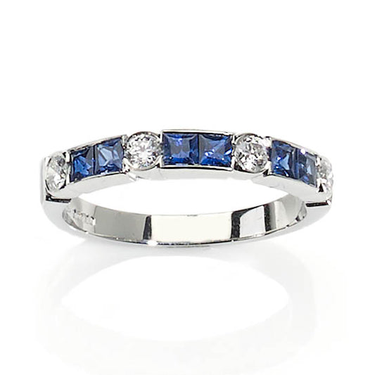 Sapphire and Diamond Half Eternity Ring