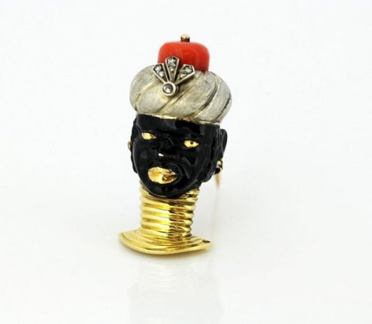 Antique Cartier Blackamoor Head Clip Brooch, French, circa 1938