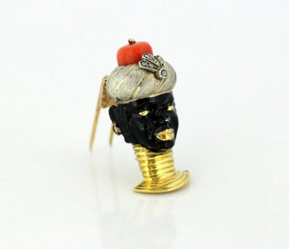 Antique Cartier Blackamoor Head Clip Brooch, French, circa 1938
