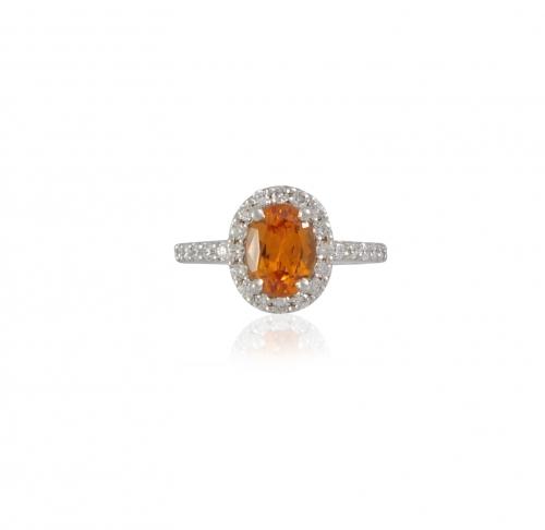 Mandarin Garnet & Diamond Ring