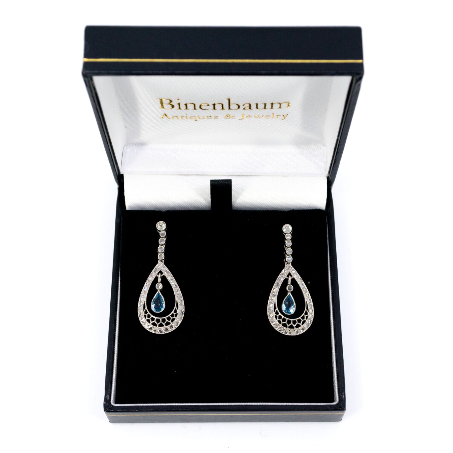Platinum, Santa Maria Aquamarine and Rose-Cut Diamond Drop Earrings