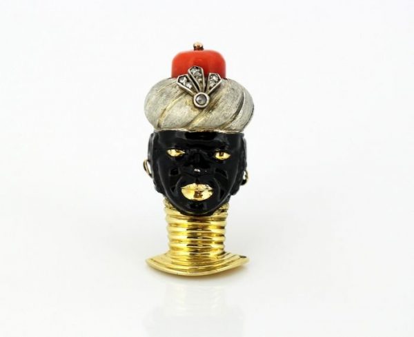 Antique Cartier Blackamoor Head Clip Brooch, French, circa 1938