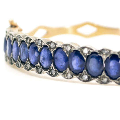Vintage Sapphire And Diamond Row Bracelet In Gold And Silver