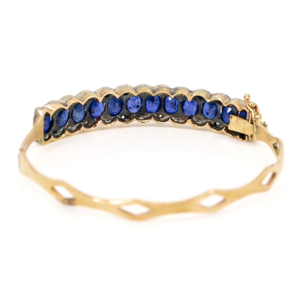 Vintage Sapphire And Diamond Row Bracelet In Gold And Silver