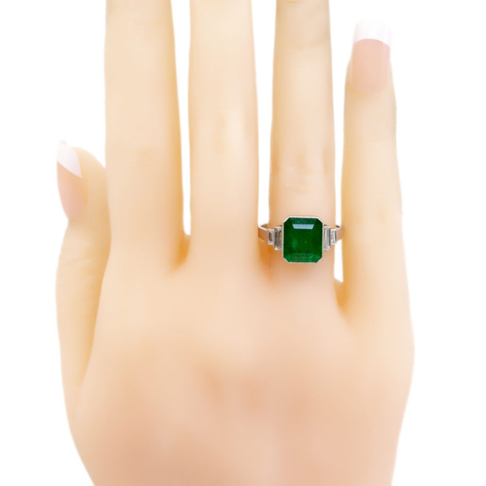 Emerald Diamond Platinum Ring