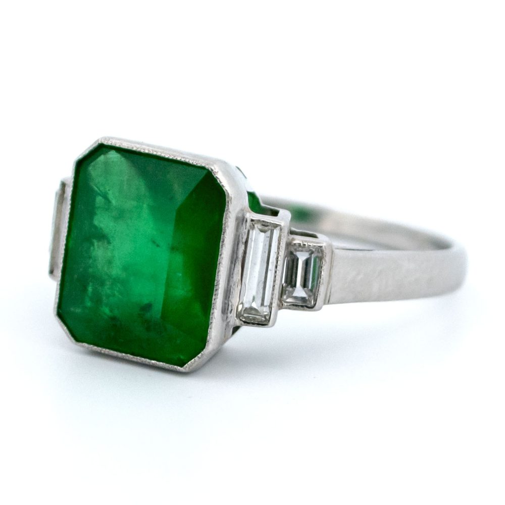 Emerald Diamond Platinum Ring