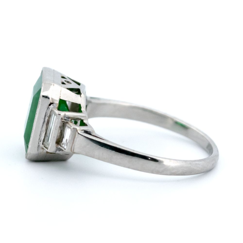 Emerald Diamond Platinum Ring