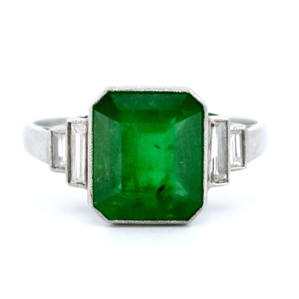 Emerald Diamond Platinum Ring