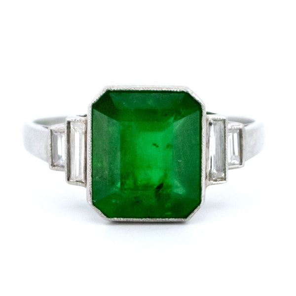 Emerald Diamond Platinum Ring