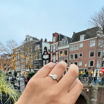 Vintage Solitaire Diamond Engagement Ring In Platinum