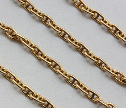 Vintage Hermes 18ct Gold Long Chaine D'Ancre Chain; an 80cm long 18ct yellow gold chaine d’ancre chain. Signed: Hermès, Paris, master’s mark GL, Circa 1970.