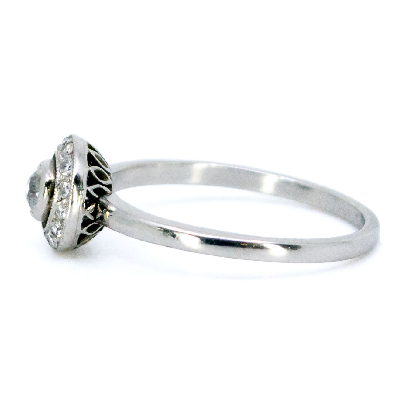 Vintage Platinum Old Mine-Cut Diamond Halo Cluster Ring