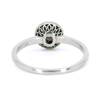 Vintage Platinum Old Mine-Cut Diamond Halo Cluster Ring