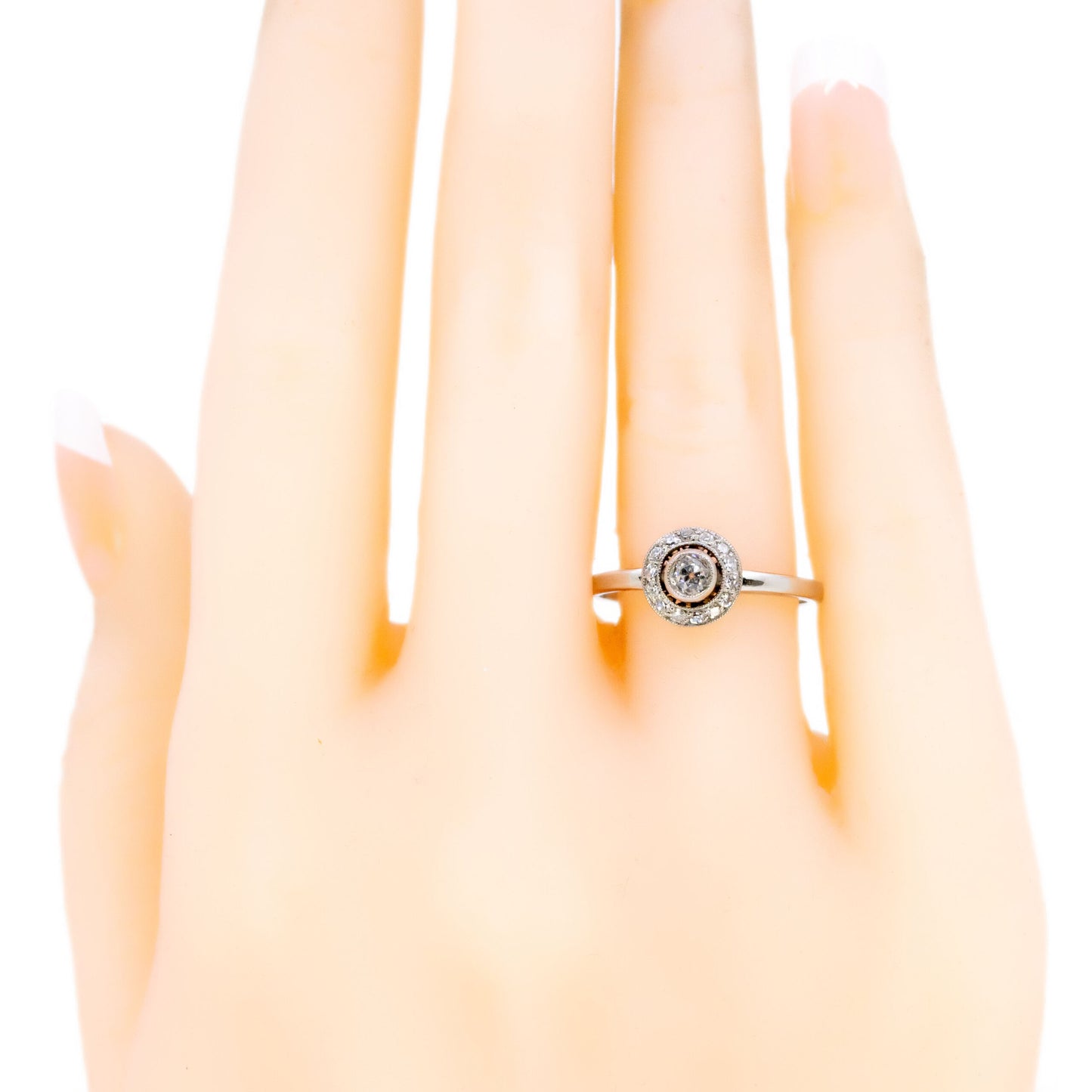 Vintage Platinum Old Mine-Cut Diamond Halo Cluster Ring