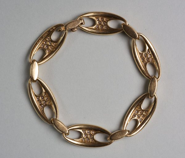 Vintage Mauboussin Diamond and 18ct Gold Bracelet; set with 2cts brilliant-cut diamonds. Signed and numbered: 26913, maker’s mark ‘Ste E’, Circa 1965.