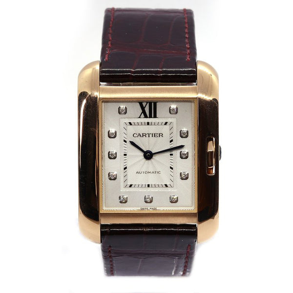 Cartier Tank Anglaise 18ct Rose Gold Automatic Watch with Diamonds, Ref 3508