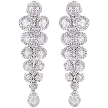 Fancy Rose Cut Diamond Drop Earrings, 4.25 carat total, 18ct White Gold