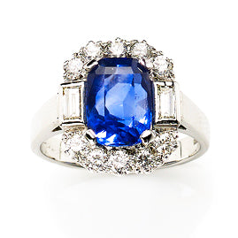 Sapphire and Diamond Cluster Ring, 3.99 carats, 18ct White Gold