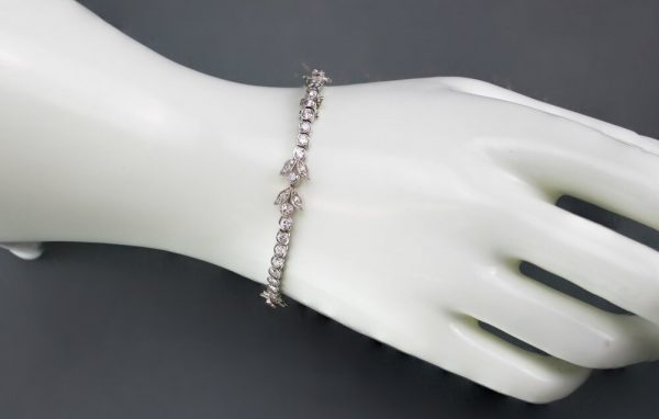Antique French 18ct White Gold Diamond Tennis Bracelet