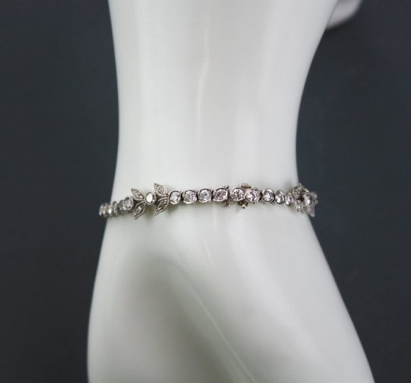 Antique French 18ct White Gold Diamond Tennis Bracelet