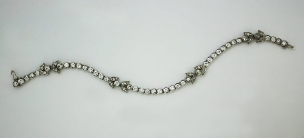 Antique French 18ct White Gold Diamond Tennis Bracelet