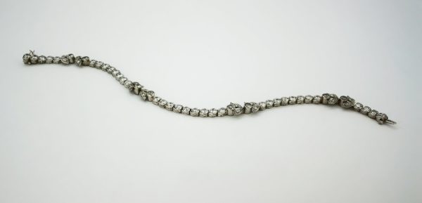 Antique French 18ct White Gold Diamond Tennis Bracelet