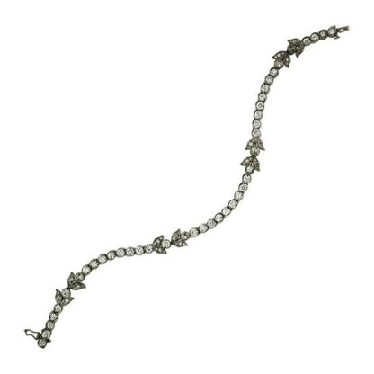 Antique French 18ct White Gold Diamond Tennis Bracelet