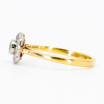 Antique 14 Carat Yellow and White Gold Diamond Cluster Ring, 0.60 Carat