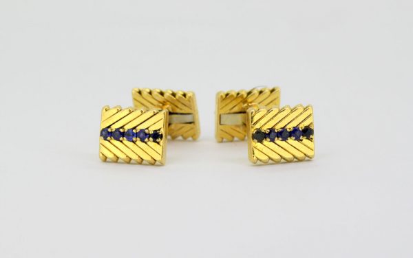 Vintage Van Cleef and Arpels 18ct Yellow Gold Sapphire Set Cufflinks
