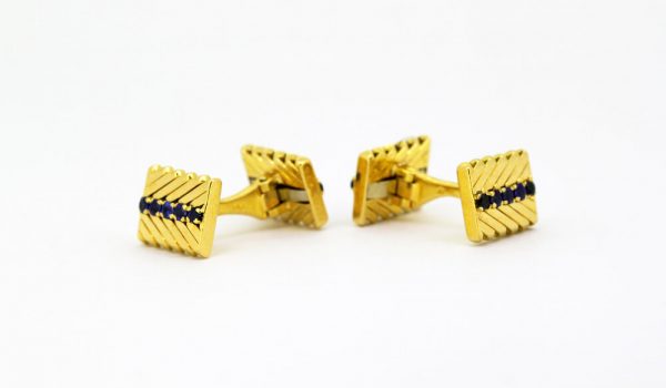 Vintage Van Cleef and Arpels 18ct Yellow Gold Sapphire Set Cufflinks