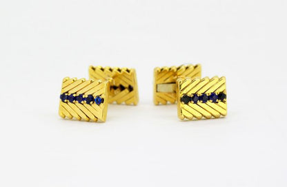 Vintage Van Cleef and Arpels 18ct Yellow Gold Sapphire Set Cufflinks