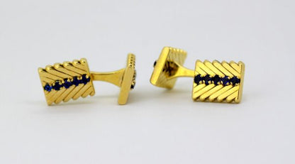 Vintage Van Cleef and Arpels 18ct Yellow Gold Sapphire Set Cufflinks