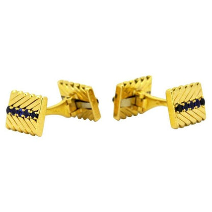 Vintage Van Cleef and Arpels 18ct Yellow Gold Sapphire Set Cufflinks
