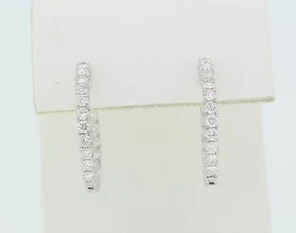 Diamond Set Hoop Earrings, 1.03 carat total, accented with pierced mounts, mounted in 18ct white gold.