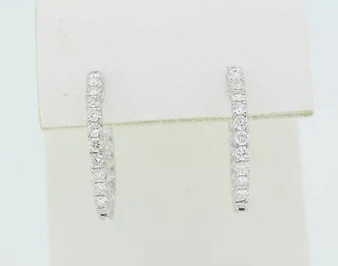 Diamond Set Hoop Earrings, 1.03 carat total, accented with pierced mounts, mounted in 18ct white gold.