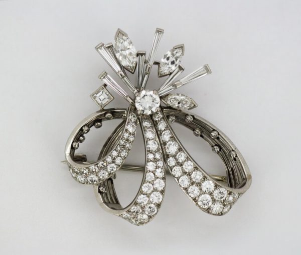 Vintage Cartier 7.67ct Diamond Brooch Pendant in 18ct White Gold