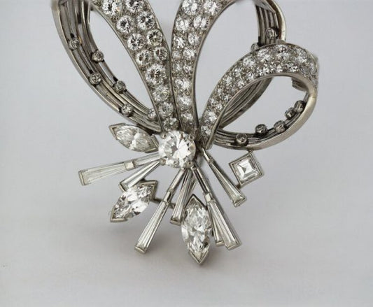 Vintage Cartier 7.67ct Diamond Brooch Pendant in 18ct White Gold