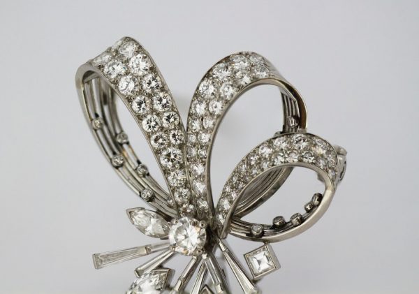 Vintage Cartier 7.67ct Diamond Brooch Pendant in 18ct White Gold