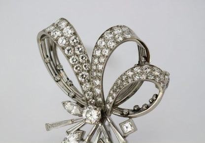 Vintage Cartier 7.67ct Diamond Brooch Pendant in 18ct White Gold