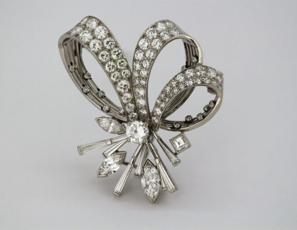 Vintage Cartier 7.67ct Diamond Brooch Pendant in 18ct White Gold