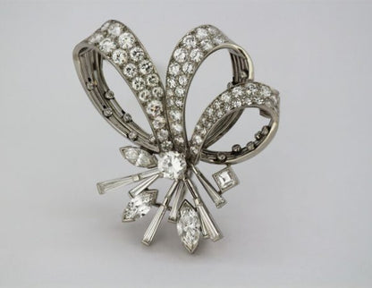 Vintage Cartier 7.67ct Diamond Brooch Pendant in 18ct White Gold