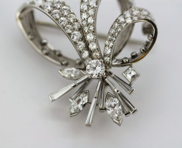 Vintage Cartier 7.67ct Diamond Brooch Pendant in 18ct White Gold